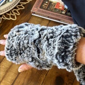 Genuine Rabbit Fur Fingerless Gloves